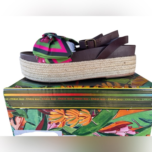 Farm Rio Scarf Raffia Platform Sandals - Picture 5 of 16